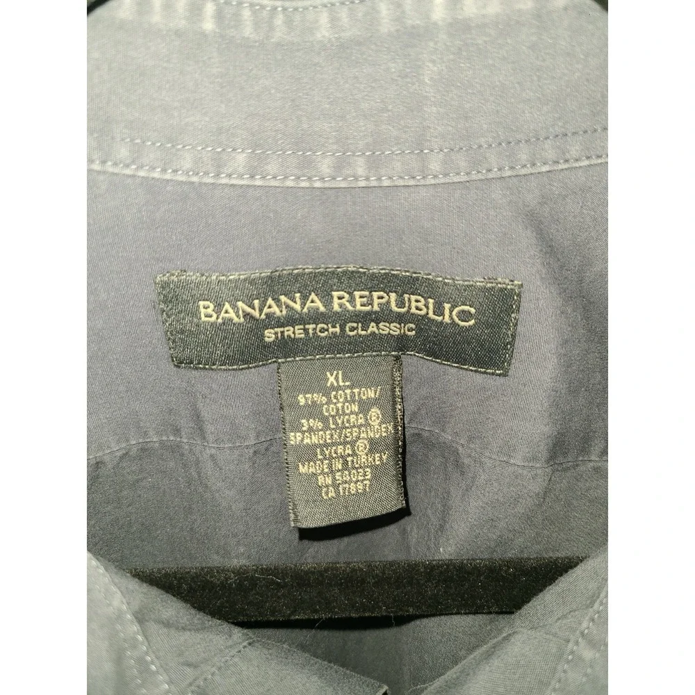 Banana Republic Mens Long Sleeve Collared Shirt Charcoal Gray XL Preppy Classic‎